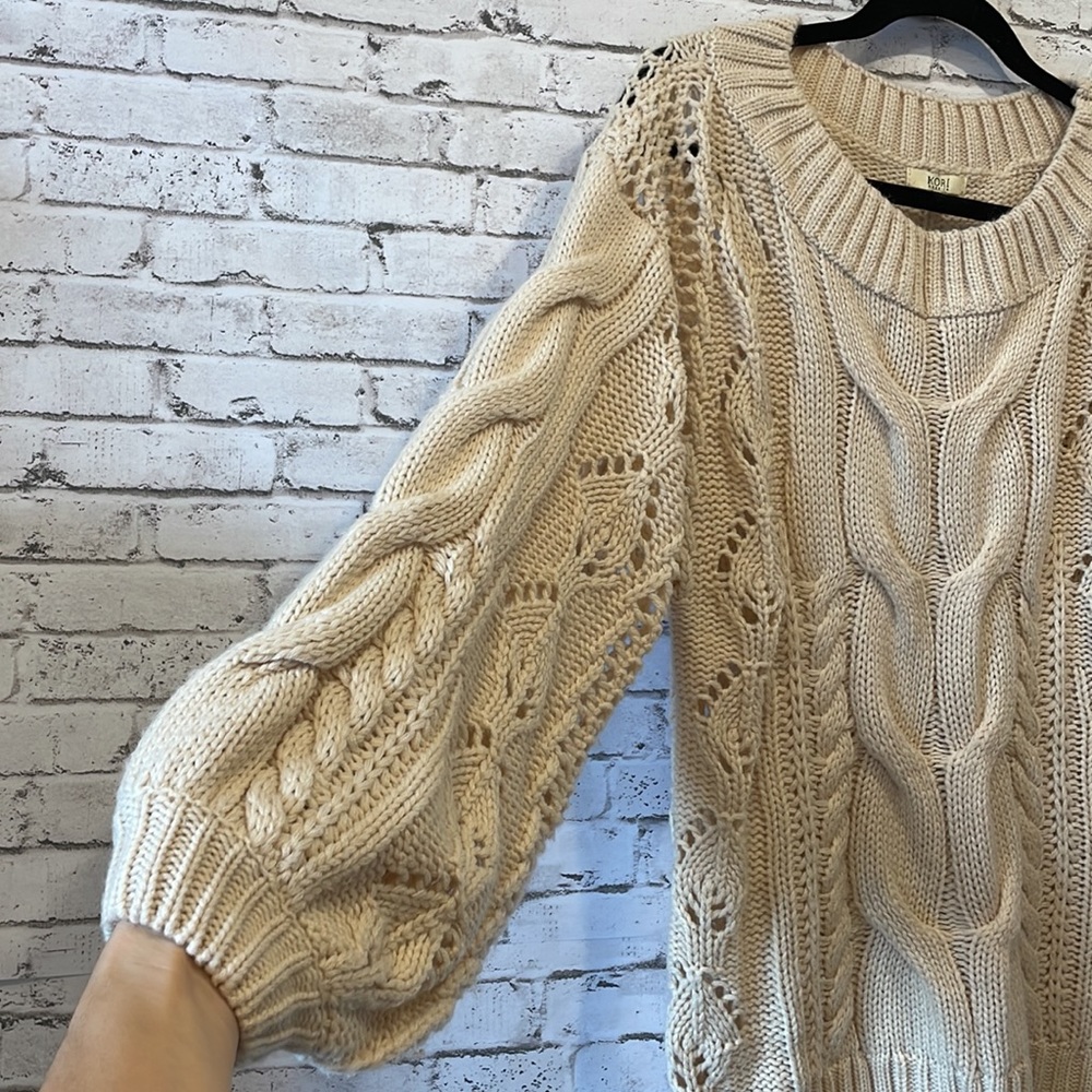 Heart Shape Bubble Sleeve Baggy Sweater main image 1